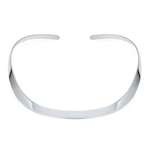 Classic Simple Flat Slider Collar Choker Necklace Polished Sterling Silver 8MM Pendant