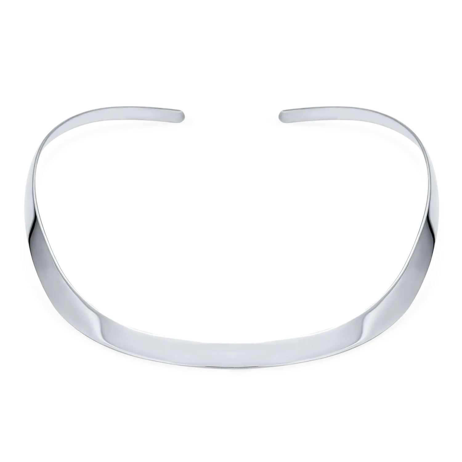 Classic Simple Flat Slider Collar Choker Necklace Polished Sterling Silver 8MM Pendant