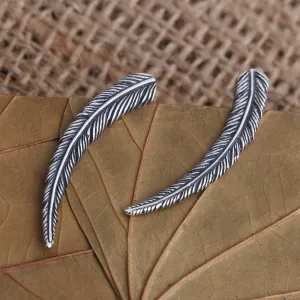 Coconut Leaf Ear Climber Earrings in Sterling Silver