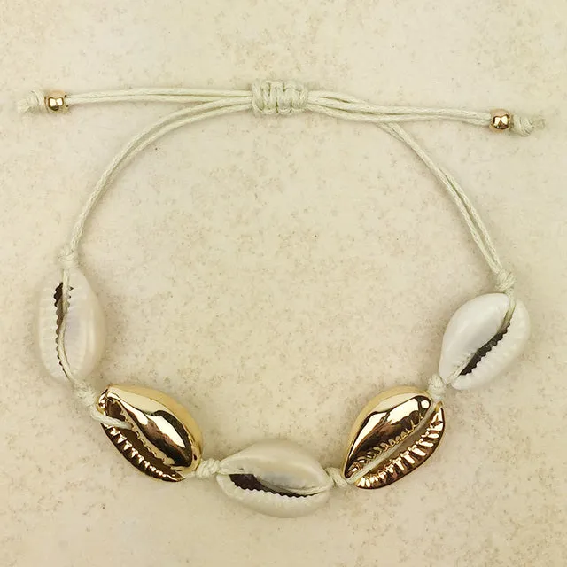 Cowrie Shell Bracelets 6 Different Styles Choose From Natural Gold Black Silver Large Sea Shells Or Small Adjust With Cord Can Be Worn As Upper Arm Bracelets Perfect For Surfers And Mermaids