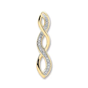 Diamond Fancy Twist Pendant Necklace 0.08ct H-SI in 9K Yellow Gold