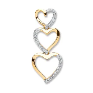 Diamond Trilogy Heart Pendant Necklace 0.15ct H-SI in 9K Yellow Gold