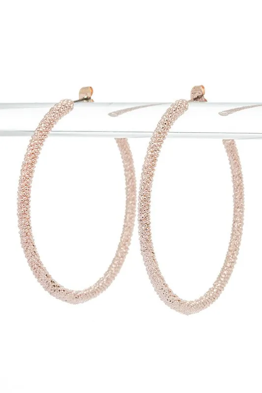 Distinctive 55mm Textured Hoop Earrings