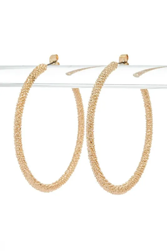 Distinctive 55mm Textured Hoop Earrings