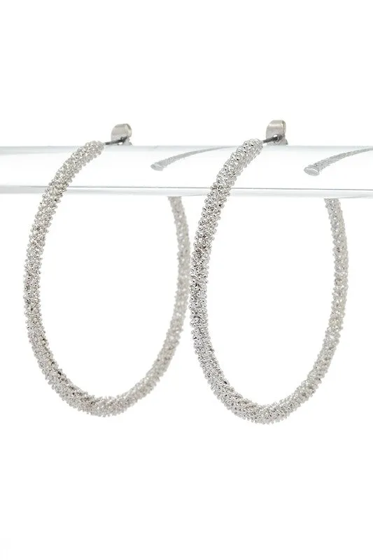 Distinctive 55mm Textured Hoop Earrings