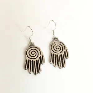 Earrings hand shaped/hand therapy jewelry/ silver swirl hand