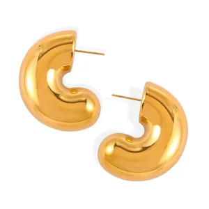 Elegant Geometric Gold-Plated C-Type Earrings for Everyday Glam