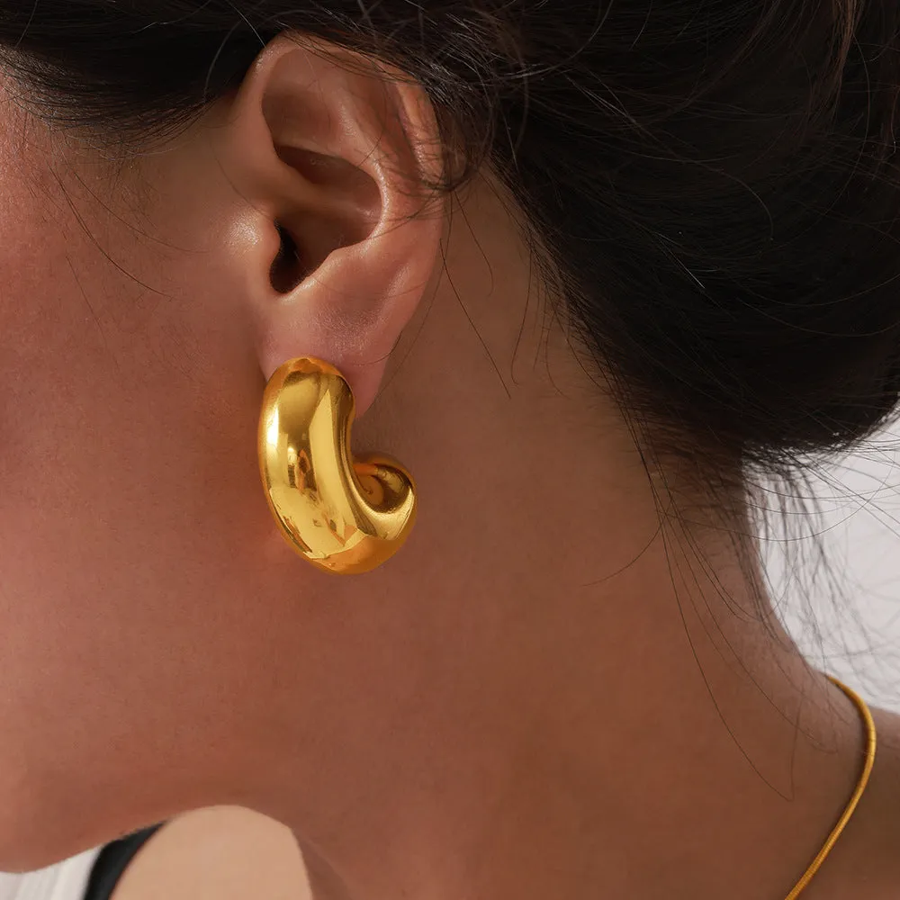 Elegant Geometric Gold-Plated C-Type Earrings for Everyday Glam