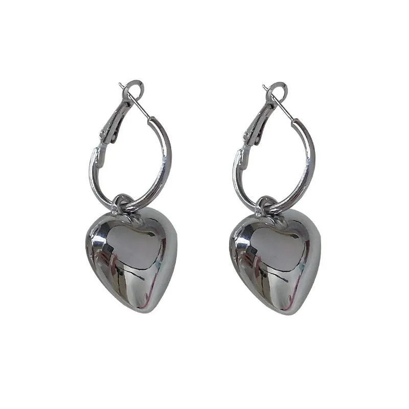 Elegant Geometric Heart Silver Drop JLT12864