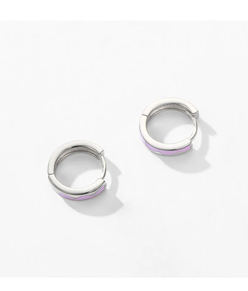 Elegant Geometric S925 Sterling Silver Earrings with Rubber Pattern