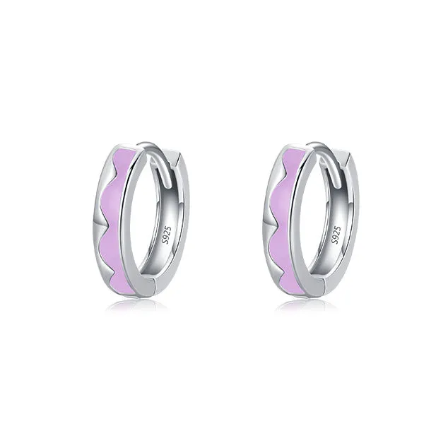 Elegant Geometric S925 Sterling Silver Earrings with Rubber Pattern