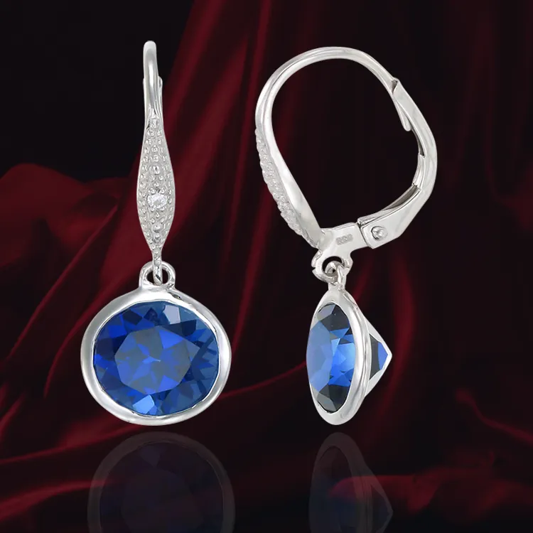 Elegant Hanging Blue Sapphire Earrings