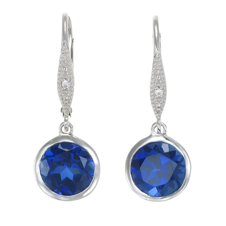 Elegant Hanging Blue Sapphire Earrings