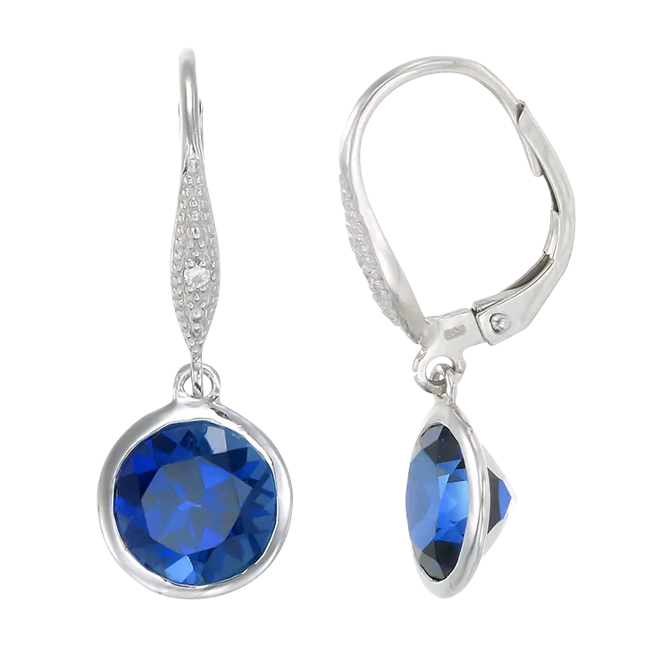 Elegant Hanging Blue Sapphire Earrings