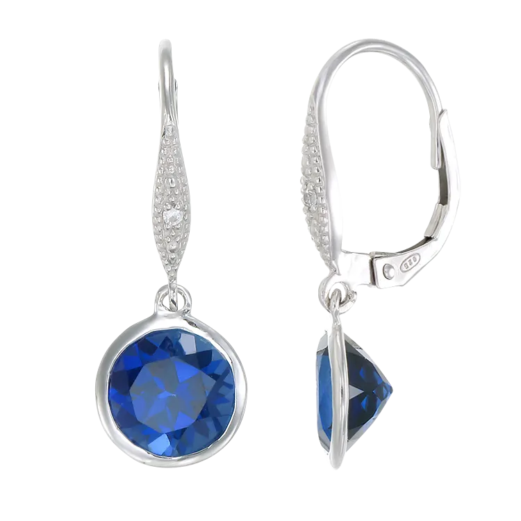 Elegant Hanging Blue Sapphire Earrings