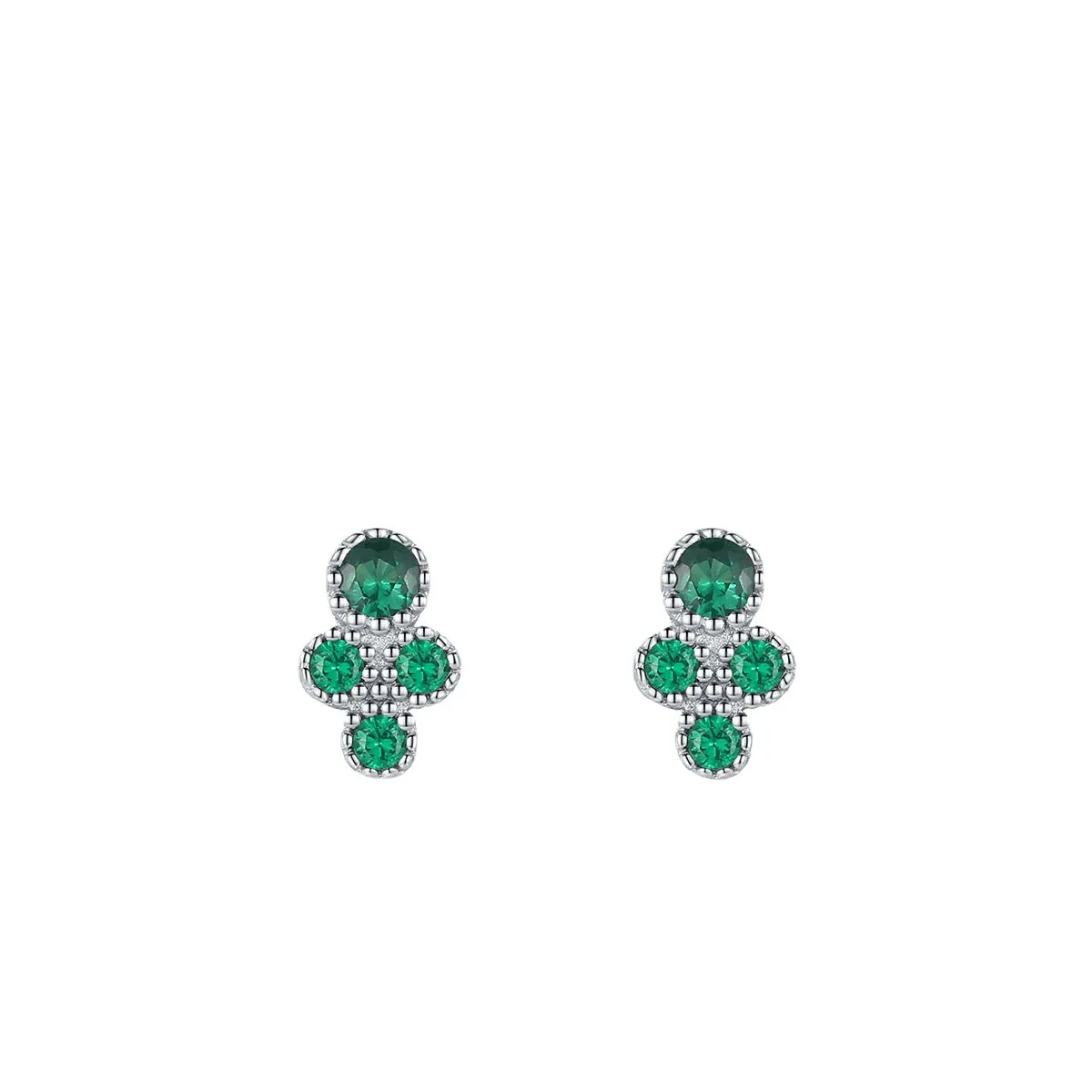 Elegant S925 Sterling Silver Emerald Zircon Stud Earrings for Women