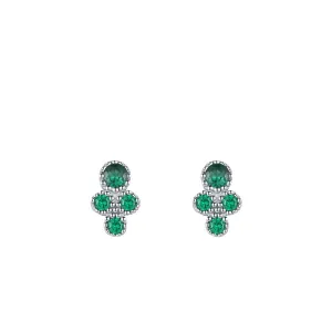 Elegant S925 Sterling Silver Emerald Zircon Stud Earrings for Women