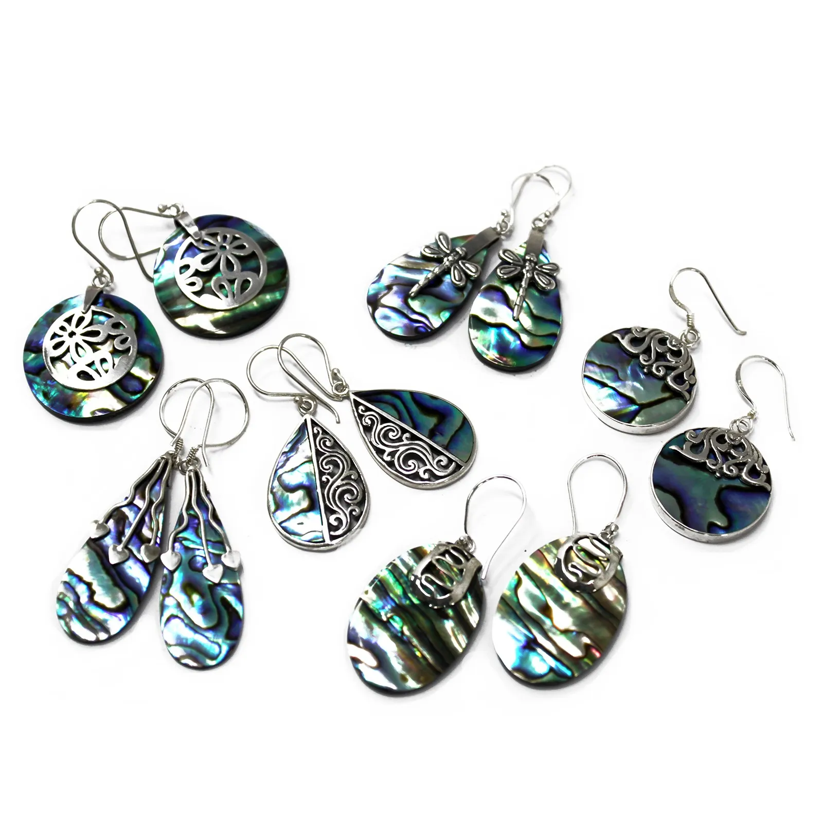 Elegant Shell & Silver Flower Earrings - Abalone Handcrafted in Bali