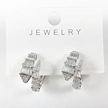 Elegant Snake Wrap Style Design CZ Stud Bass Earrings