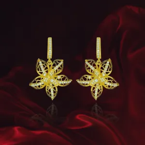 Ember Filigree Flower with Sparkling Petals Earrings