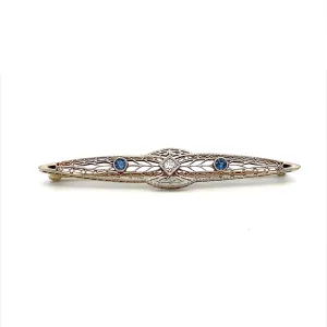 Estatet White Gold Sapphire & Diamond Pin/Brooch