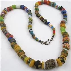 Extrra Long Handmade West African Krobo Trade Bead Necklace