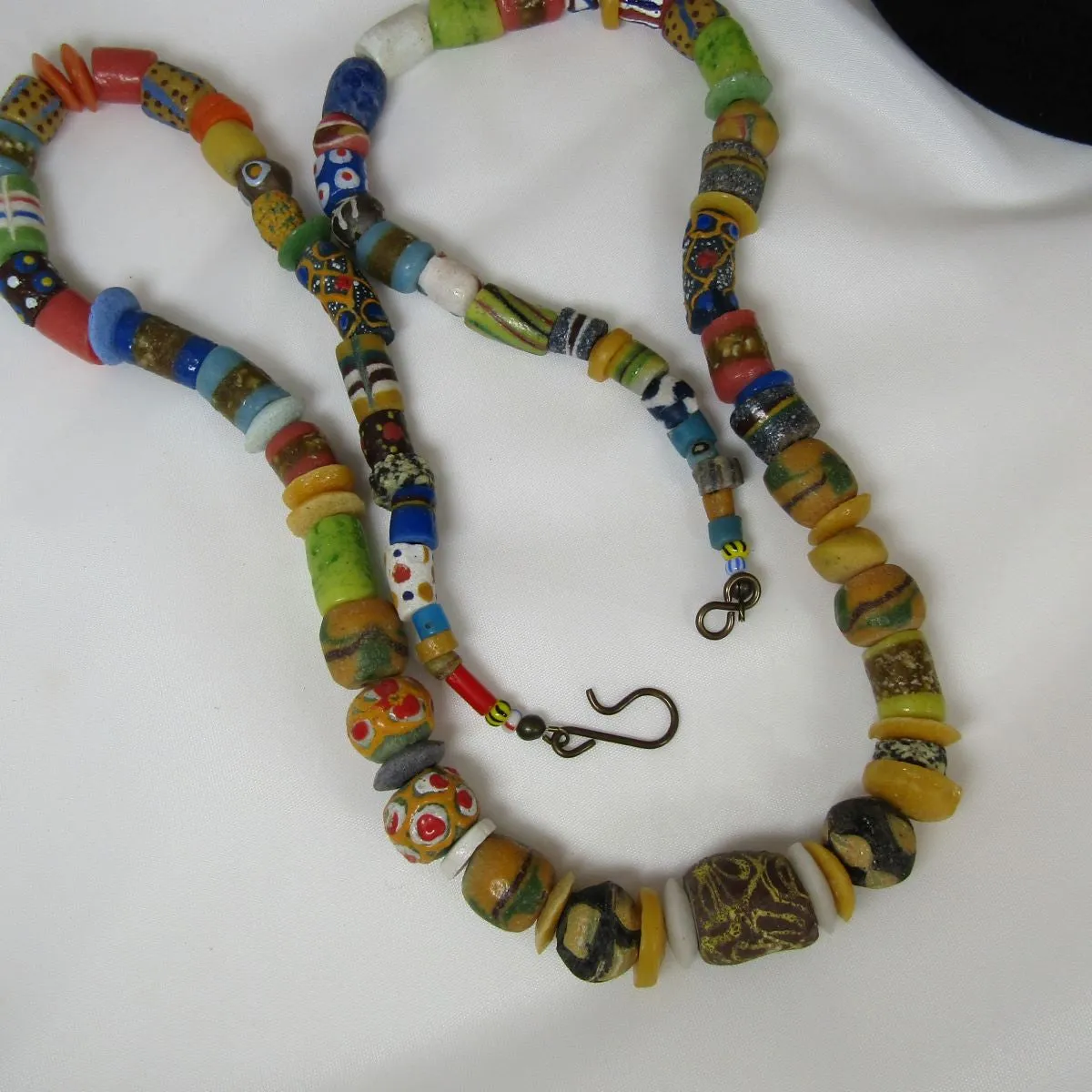 Extrra Long Handmade West African Krobo Trade Bead Necklace