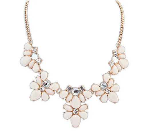 Fashion Women's Crystal Flower Chunky Statement Bib Pendant Chain Choker Necklace necklaces & pendants