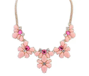 Fashion Women's Crystal Flower Chunky Statement Bib Pendant Chain Choker Necklace necklaces & pendants