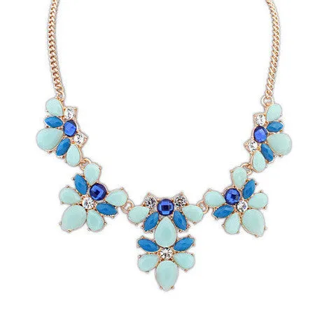 Fashion Women's Crystal Flower Chunky Statement Bib Pendant Chain Choker Necklace necklaces & pendants