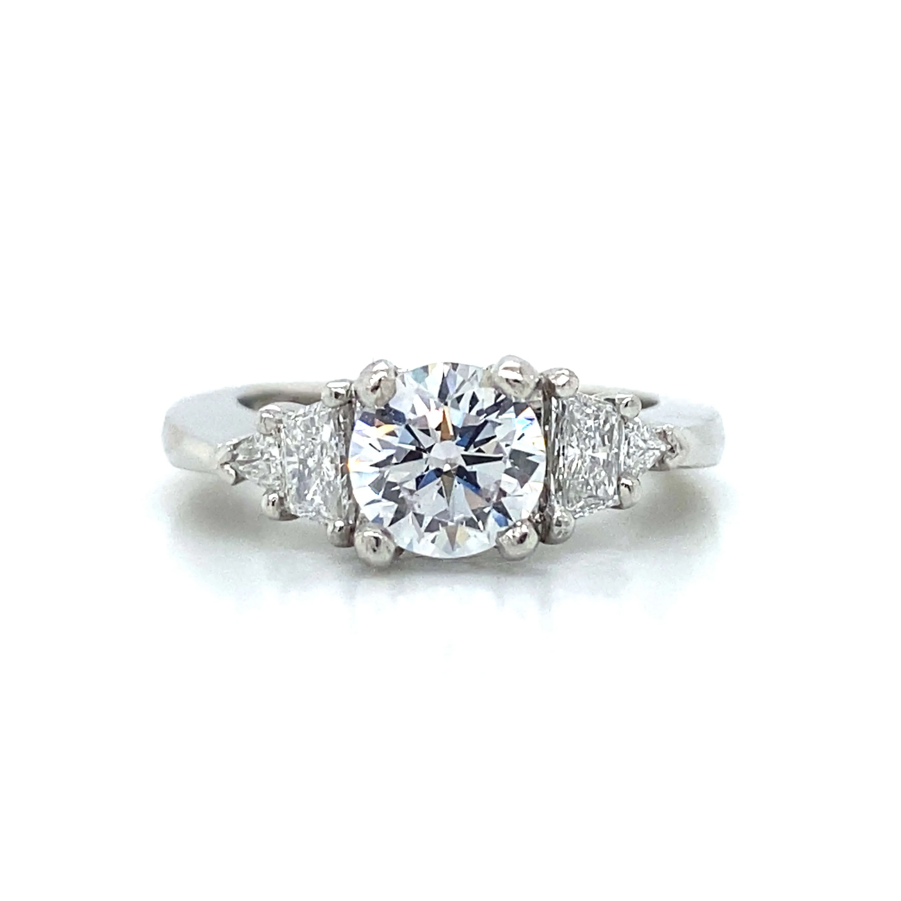 Five Stone Trapezoid & Trillion Shaped Engagement Ring in Platinum