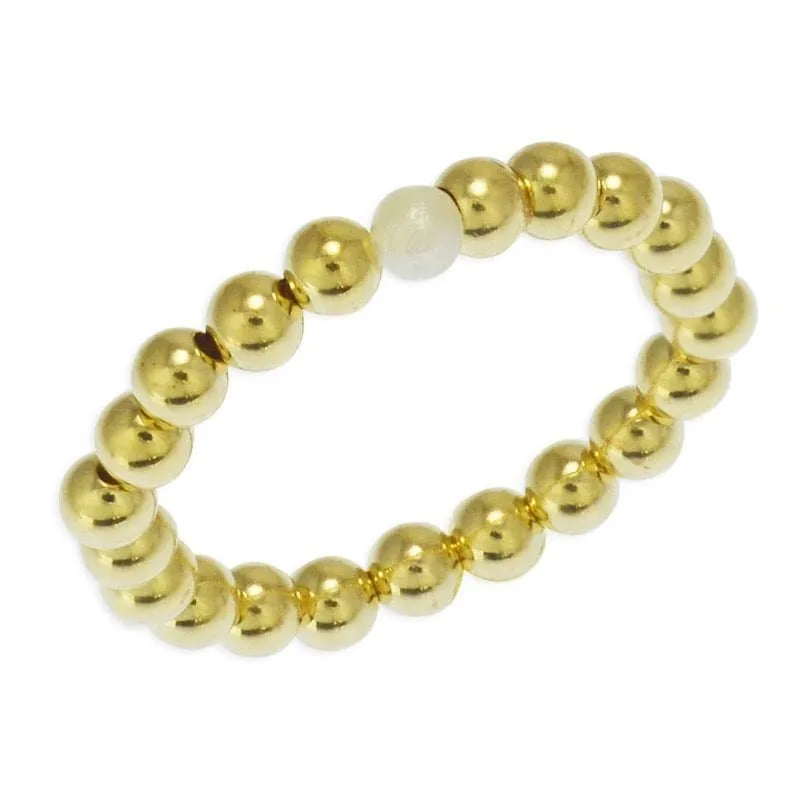 Freshwater Pearl Stretch Stacking Ring - 3mm Gold Filled