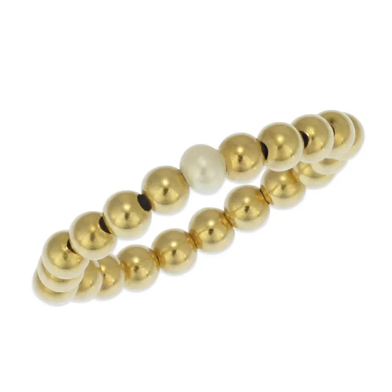 Freshwater Pearl Stretch Stacking Ring - 3mm Gold Filled