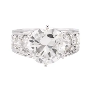 GIA 3.59 carat round brilliant cut diamond platinum engagement ring