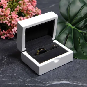 Glossy White Modern Ring Box Double Ring