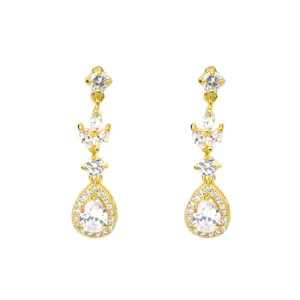 Gold Cubic Zirconia Studded Dangle Earrings