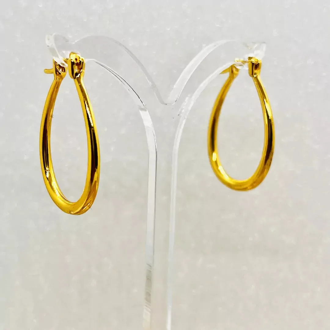 Golden Oval Hoop Earrings