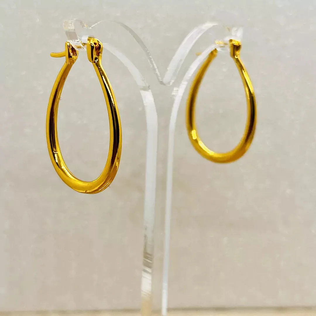 Golden Oval Hoop Earrings