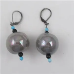 Gray Kazuri Earrings Fair Trade Bead Earrings