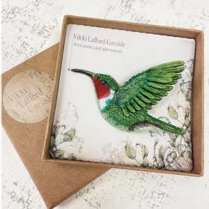 Green and Red Hummingbird Brooch