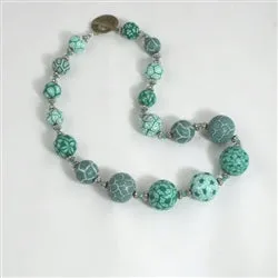 Handmade Green and White Fair Trade Bead Necklace