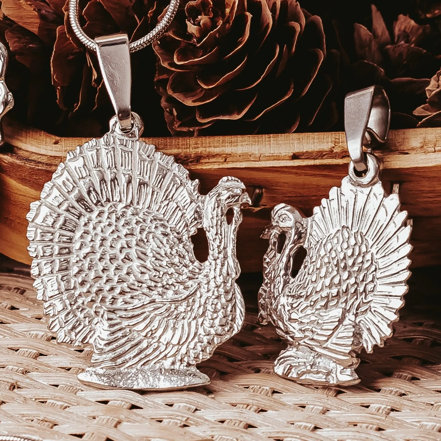 Handmade Turkey Pendant Necklaces - Thanksgiving Jewelry - Turkey Gifts