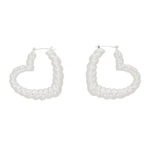 Heart Hoops: Perfect Daily Look and Outfit Boost Silver Earrings