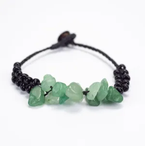 Jade Stones and Black Beads Bracelet in Black