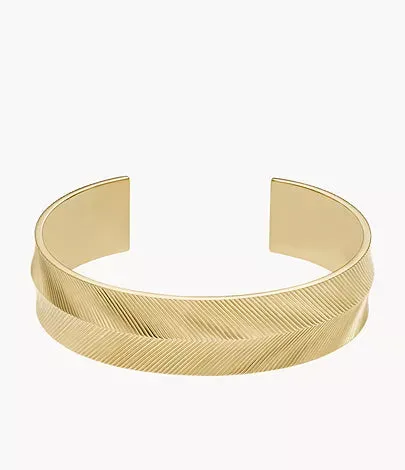 JF04535710 - Fossil Harlow Linear Texture Gold-Tone Stainless Steel Cuff Bracelet