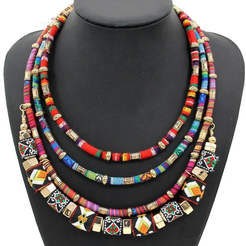 Latest Women Multi layers Statement Necklace Boho Style Choker Chains Ball Handmade Collar Maxi Necklaces & Pendants Big Jewelry