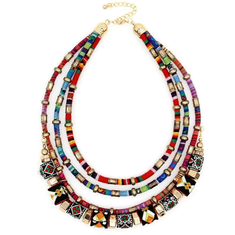 Latest Women Multi layers Statement Necklace Boho Style Choker Chains Ball Handmade Collar Maxi Necklaces & Pendants Big Jewelry