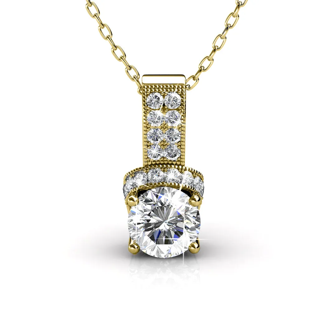 Laya 18k White Gold Plated Pendant Necklace with Swarovski Crystal