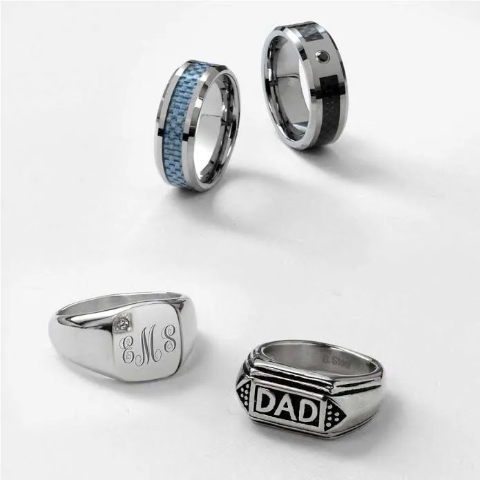 Mens Stainless Steel Word Statement Band Signet DAD Ring for Father's Day Gift