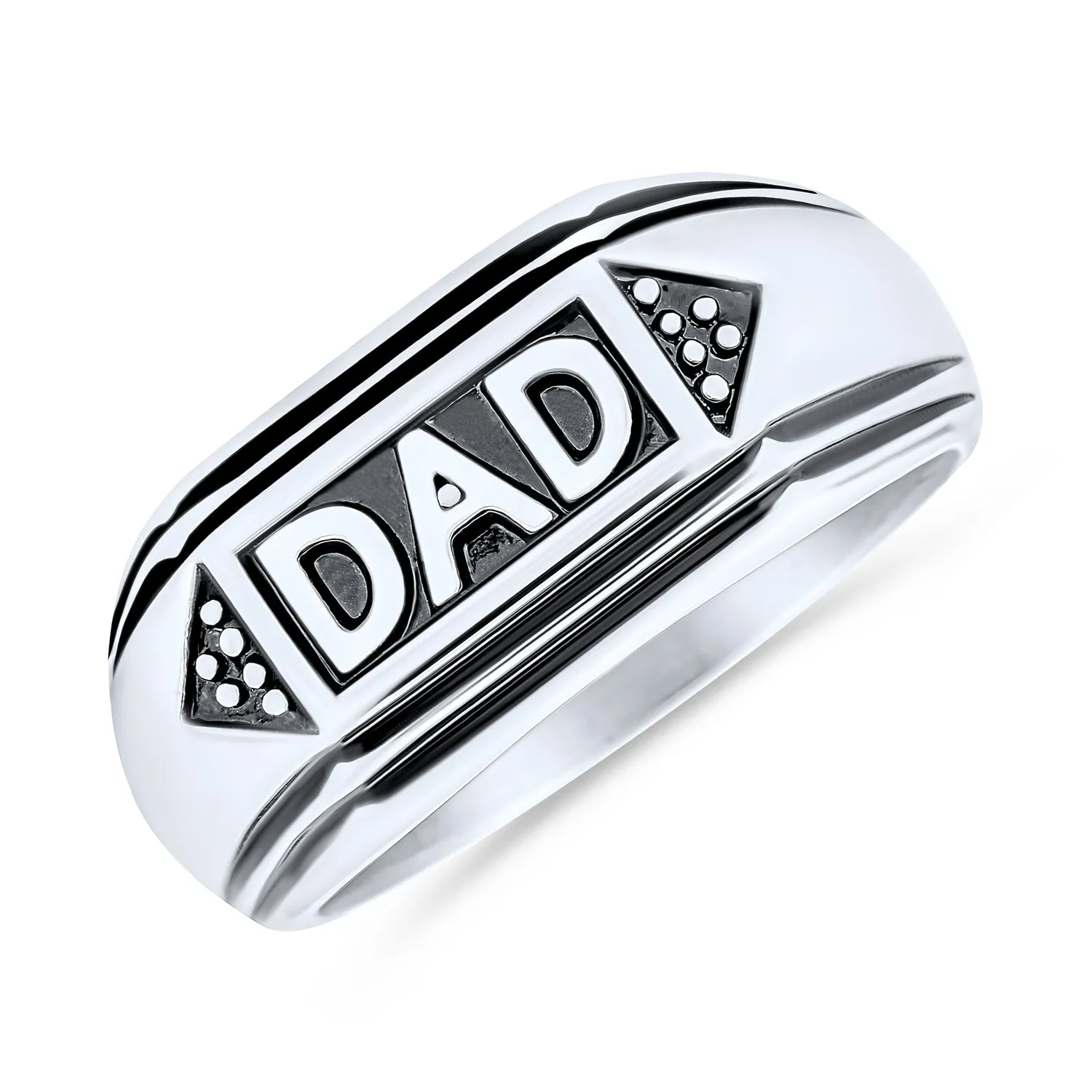 Mens Stainless Steel Word Statement Band Signet DAD Ring for Father's Day Gift